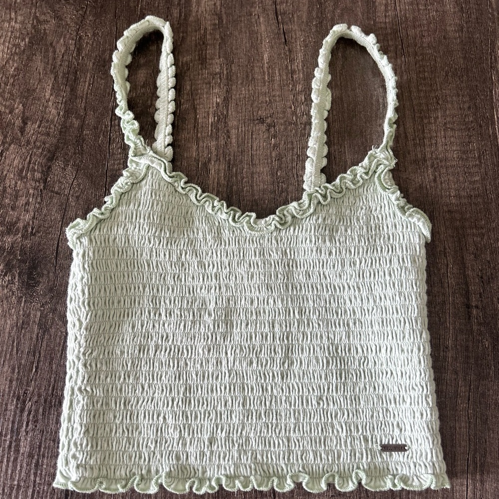 Hollister Light Green Smocked Tank Top